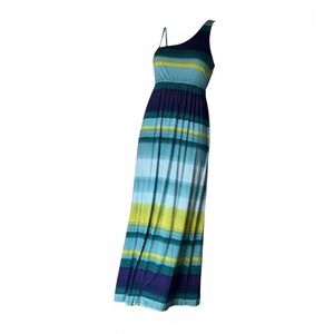 Soma Dressed Up Casual One Shoulder Striped Blue Maxi Dress, M
